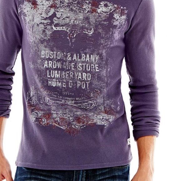 Jeans By Buffalo Purple Graphic Thermal Shirt - Picture 1 of 3